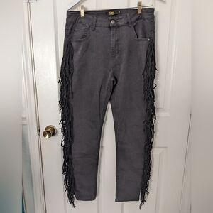 Gray Fringe Jeans